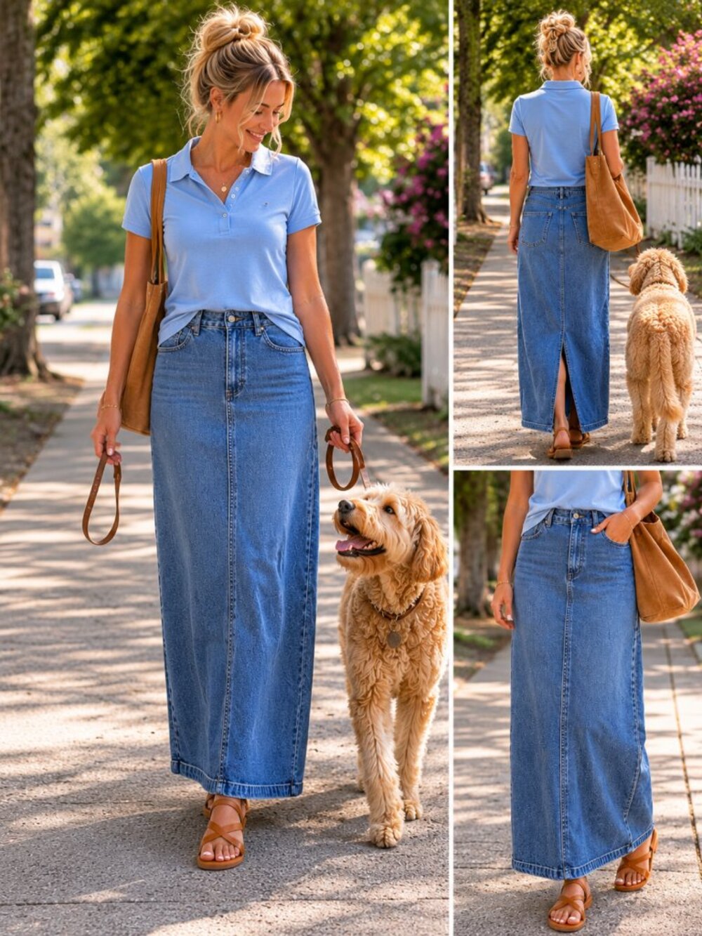 Stretch Denim Maxi Skirt – Women’s Size S Soft Blue Jean Long Penmans Plus Boho
